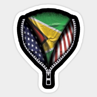 Guyanese Flag  Guyana Flag American Flag Zip Down - Gift for Guyanese From Guyana Sticker